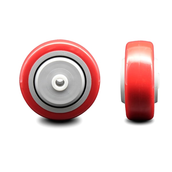 SCC - 3.5" Red Poly on Polyolefin Wheel Only - 3/8" Bore - 300 lbs Capacity